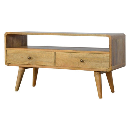 Solid Wood Curved Media Unit
