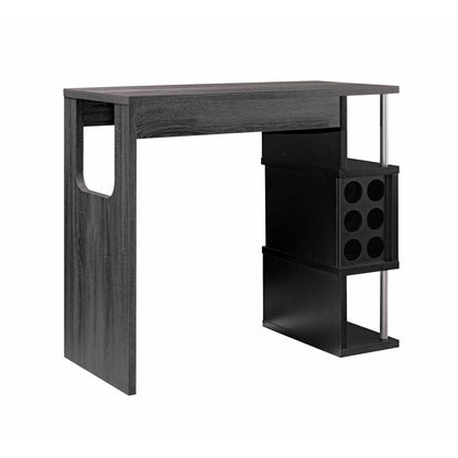 Home Bar Table With Wine Glass Compartment And Three Shelves - Gray
