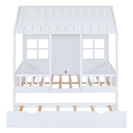 House Bed With Twin Size Trundle, Daybed