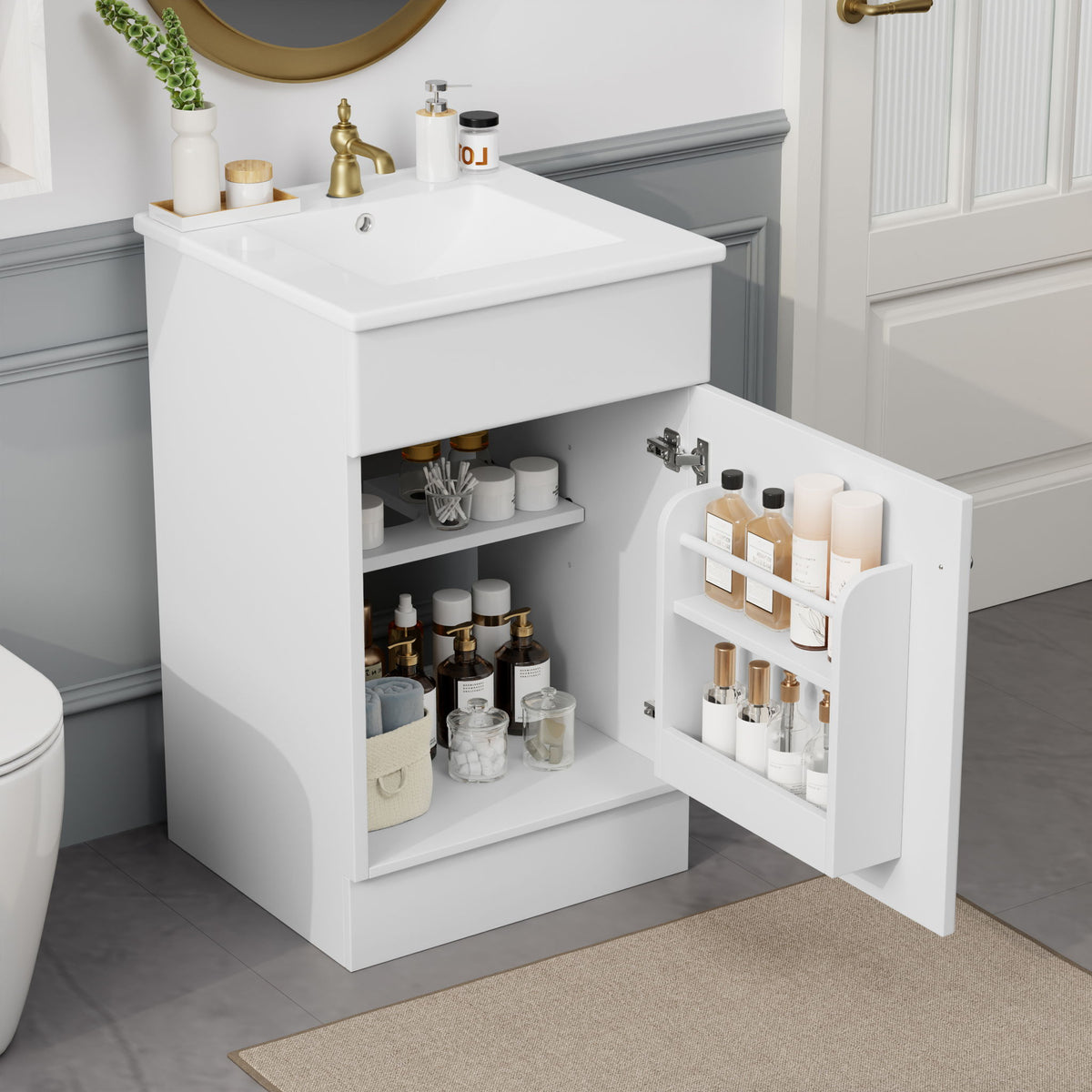 Bathroom Vanity With Sink, Cabinet With Adjustable Shelf