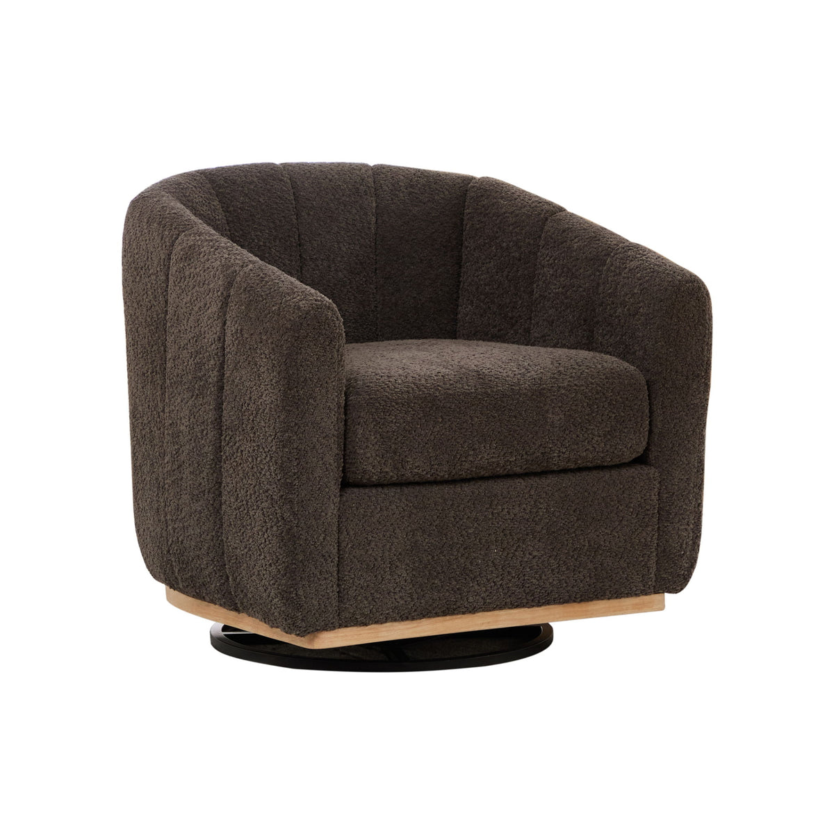 Swivel Upholstered Barrel Chair With Metal Base