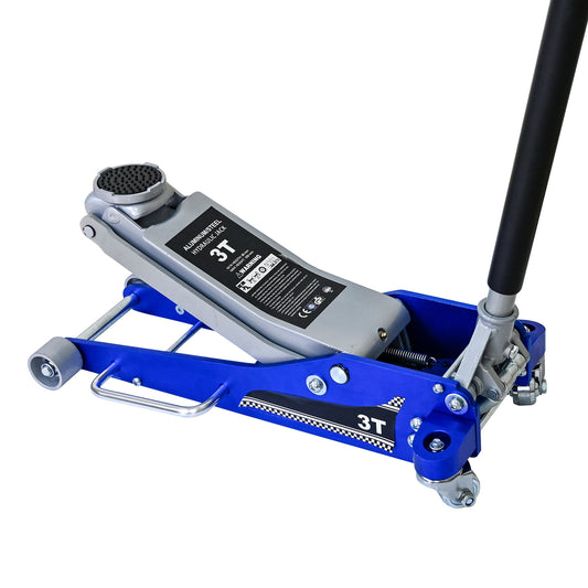 Hydraulic Trolley Floor Jack With Extra Saddle, Fits Suvs And Extended Height Trucks - Blue / Silver