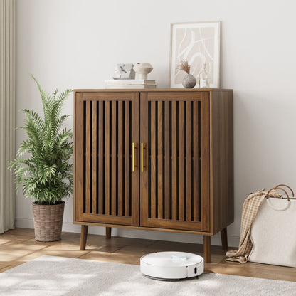 Grille Striped Sideboard Buffet Cabinet With Storage