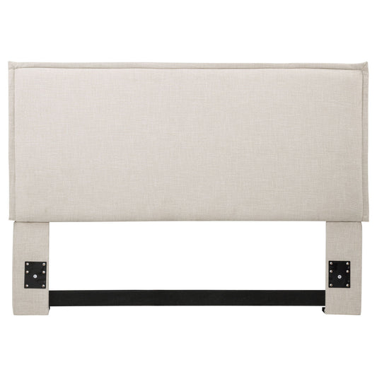 Queen / Full Size Upholstered Headboard With Flange Details - Sand