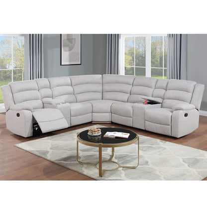 Manual Motion Reclining Loveseat 3 Piece Sectional Set With Console Storage And Cup Holders