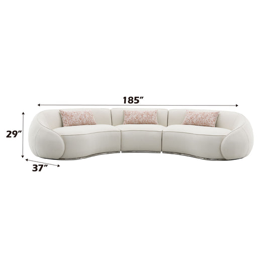 Sahara - Boucle Sectional Sofa With 3 Pillows - Beige