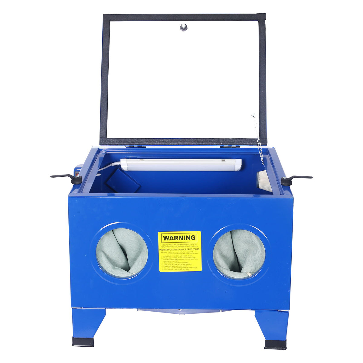 Bench Top Portable Sand Blaster Cabinet Kit 25 Gallon With 80 Psi Capacity - Blue