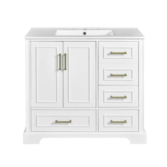 Traditional Bathroom Vanity With Soft Close Doors And Drawers