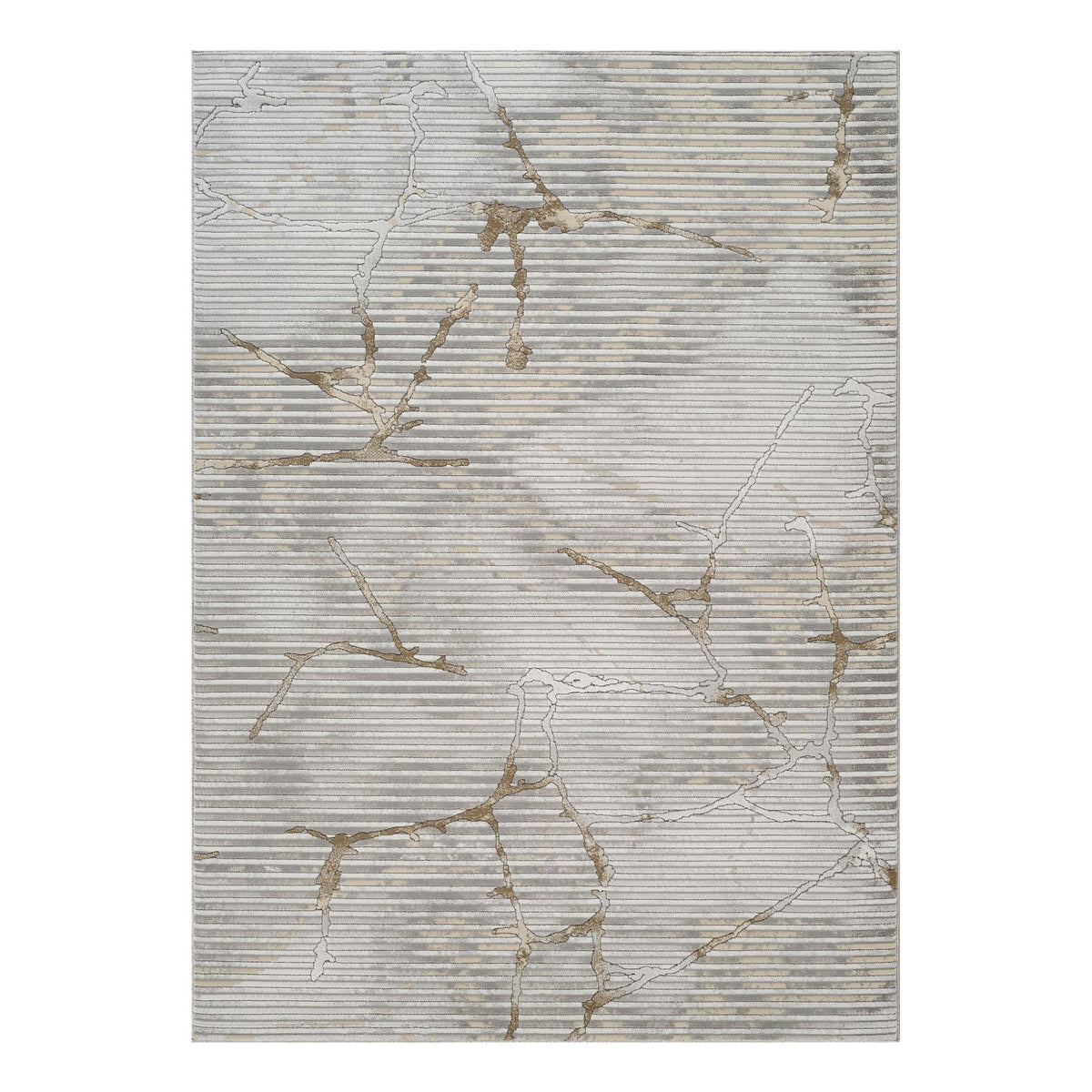 Geometrix - 5'3" X 7'3" Area Rug With Geometric, 3D Effect - Ivory / Gray