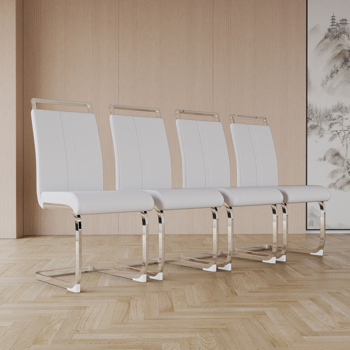 Modern Dining Chairs With Padded Seat, High Back