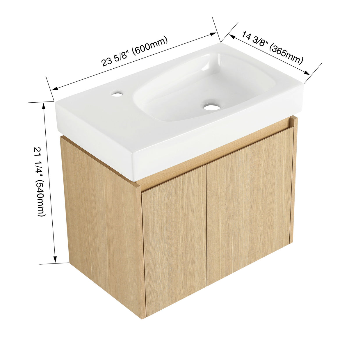 Modern Bathroom Vanity With Ceramic Basin, Wall Mounted Floating Sink Combo, Storage Cabinet