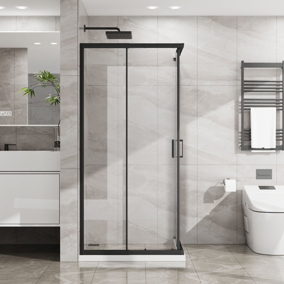 Square Corner Shower Enclosure, Adjustable Frame