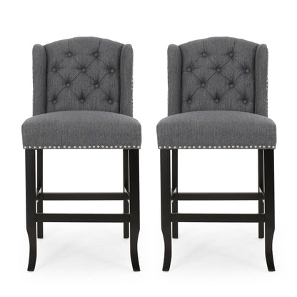 Vienna - Fabric Tufted Counter Stool With Nailhead Accents (Set of 2)
