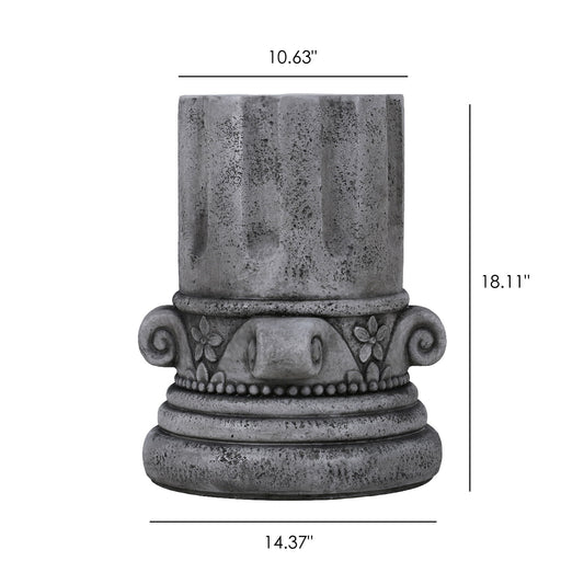Outdoor End Table, Round Side Table For Patio And Garden - Antique Gray