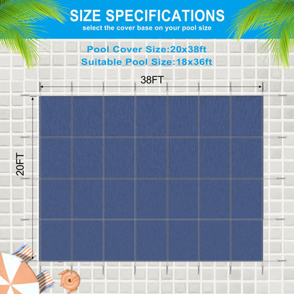 Inground Rectangle Winter Safety Pool Cover, Solid Safety