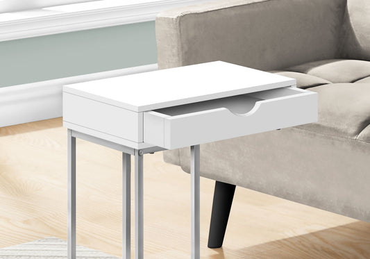 Accent Table, C - Shaped Modern - White