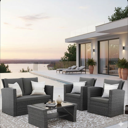 Modern Patio Set With Table And Cushions