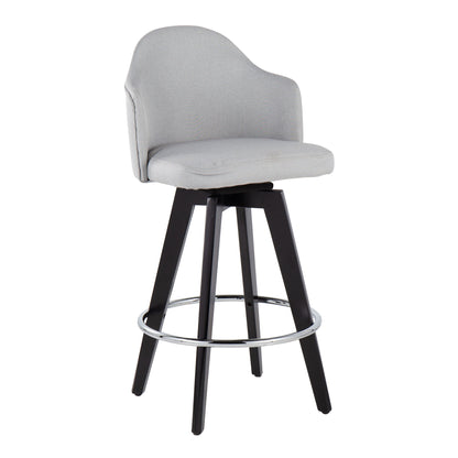 Ahoy - Contemporary Fixed Height Counter Stool Round Chrome Footrest (Set of 2) - Gray