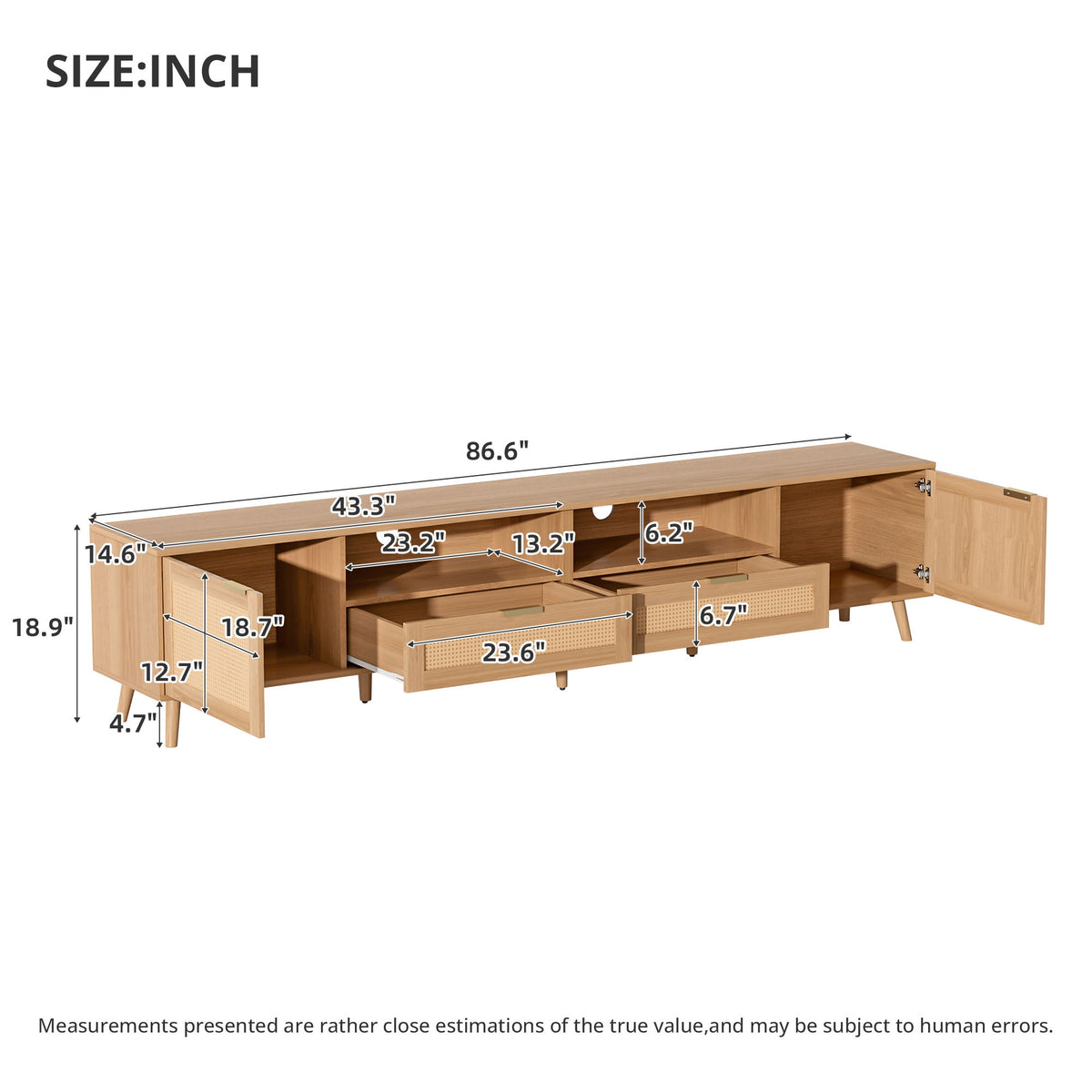 TV Stand, Media Console With Cable Management