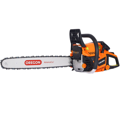 58Cc Gasoline Chainsaw 20" Bar For Wood Cutting With Oregon Chain And Bar - Orange