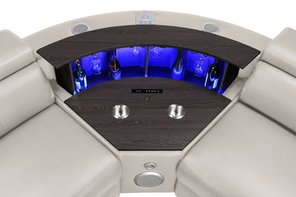 Nova - Sectional With Bluetooth Speaker, LED And Lifting Wine Cabinet
