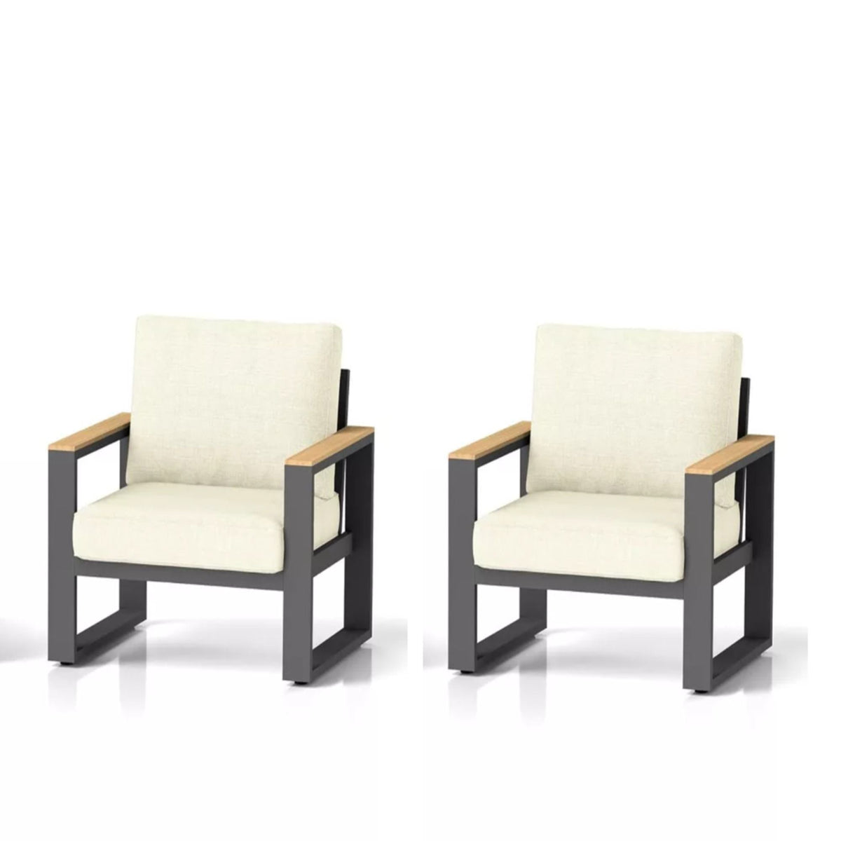 All-Weather Patio Armchairs With Thick Cushions (Set of 2)