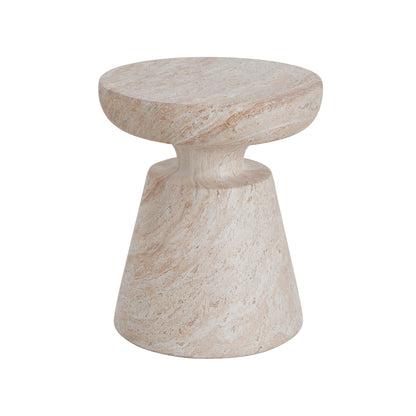 Outdoor / Indoor Lightweight Concrete Side Table, Travertine - Beige