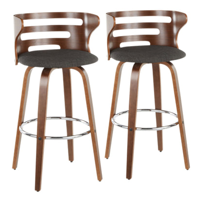 Cosini - Mid-Century Modern Barstool With Swivel (Set of 2) - Charcoal