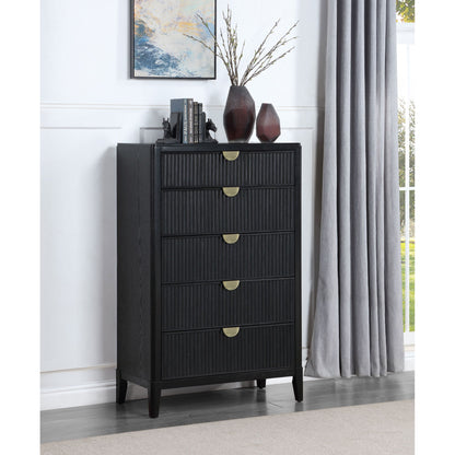 Mason - 5 Drawer Chest With Fluted Design - Black
