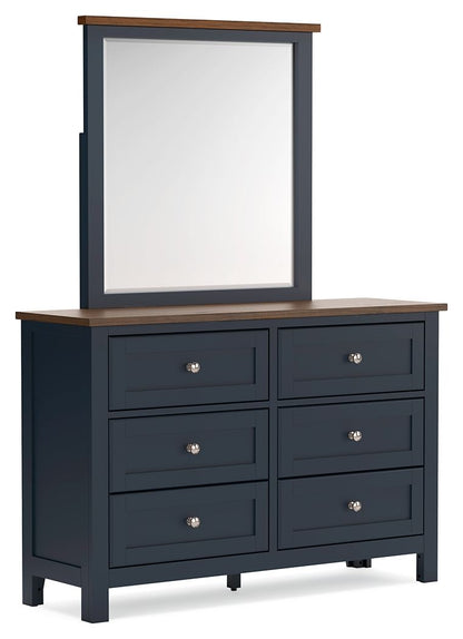 Landocken - Dresser and Mirror - Brown / Blue