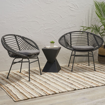 Cordella - Outdoor Woven Wicker Chairs With Cushions, (Set of 2)