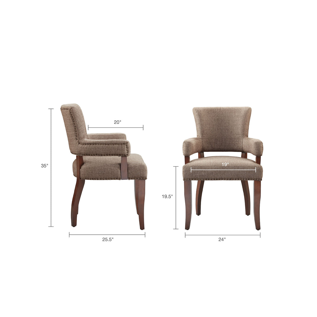 Elegant Arm Dining Chair With Brass Nail Head Detailing