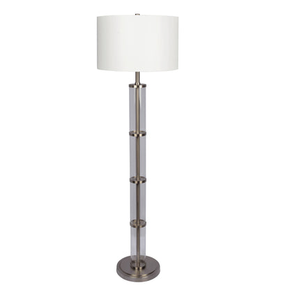 Nimbus - Floor Lamp With 3 Way Rotary Switch Clear Body Base - Silver Gray / White