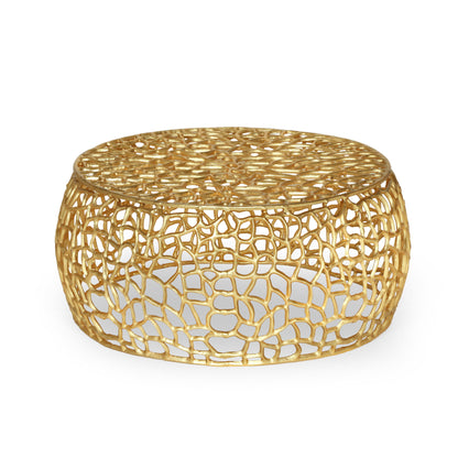 Modern Glam Mesh Coffee Table With Accents And - Gold