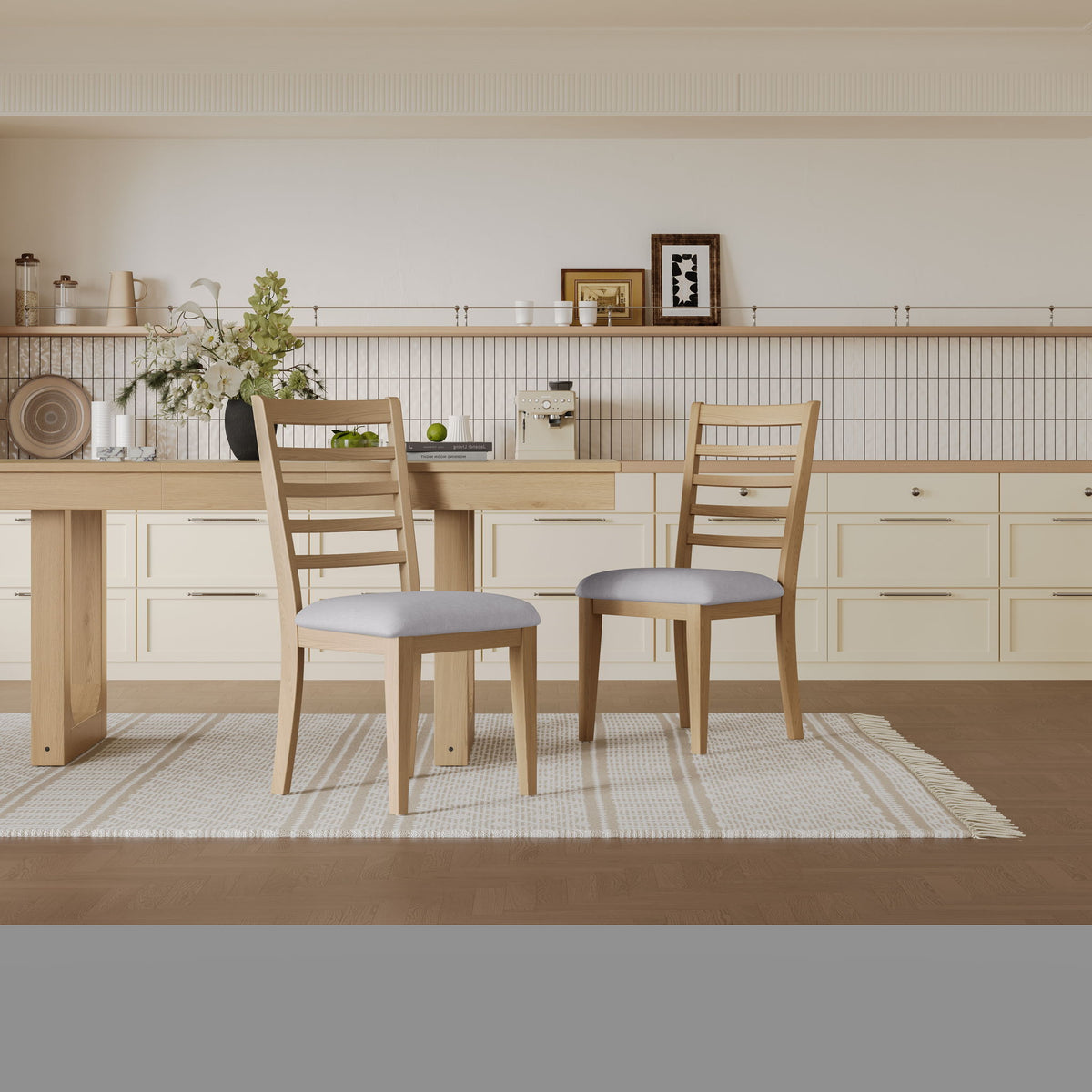 Upholstered Armless Chairs With High Ladder Back