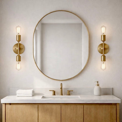 Reverie - Double Lights Bathroom Wall Sconce Over Mirror - Clear / Gold
