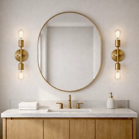 Reverie - Double Lights Bathroom Wall Sconce Over Mirror - Clear / Gold