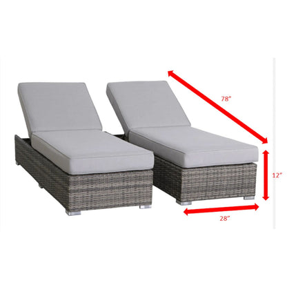 3 Piece Chaise Lounge Set With Adjustable Reclining - Gray Mix