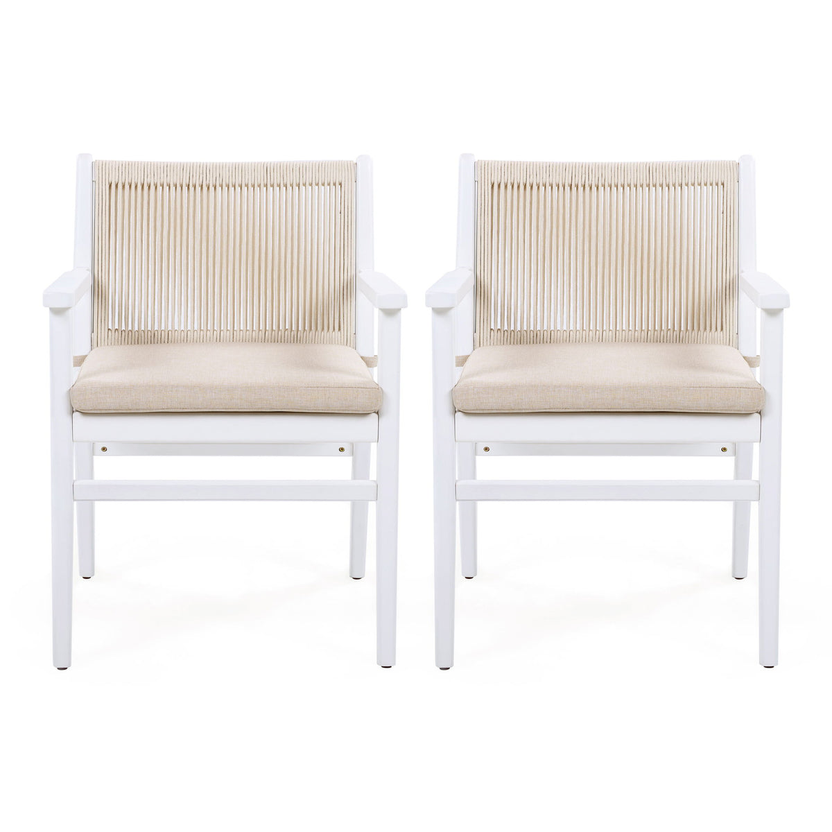 Outdoor Dining Armchair (Set of 2) - Beige / White
