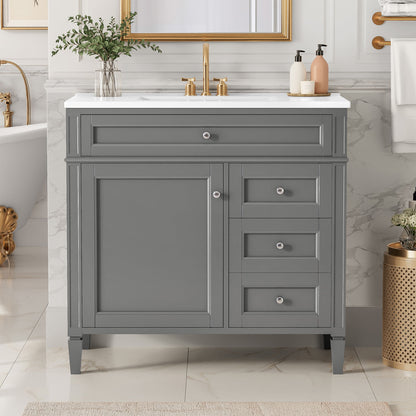 Bathroom Vanity With Top Sink, 2 Drawers, Tip Out Drawer