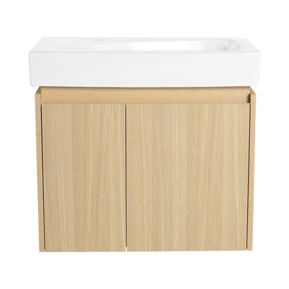 Modern Bathroom Vanity With Ceramic Basin, Wall Mounted Floating Sink Combo, Storage Cabinet