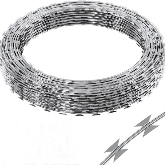 Galvanized Barbed Wire Fence Roll, Security Fencing With Sharp Razor Edges