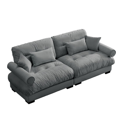 Modern Oversize Sofa With Cloud Like Comfort, Featuring Waist And Throw Pillows