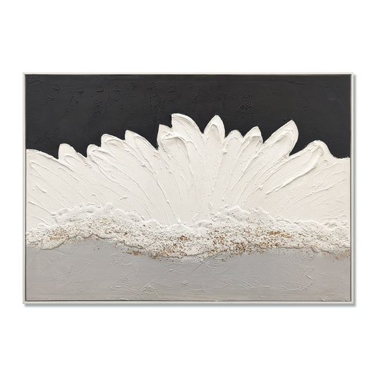 Framed Abstract Wall Art & Thick Textured Canvas Painting With & Accents, Decor For Living Room - Black White