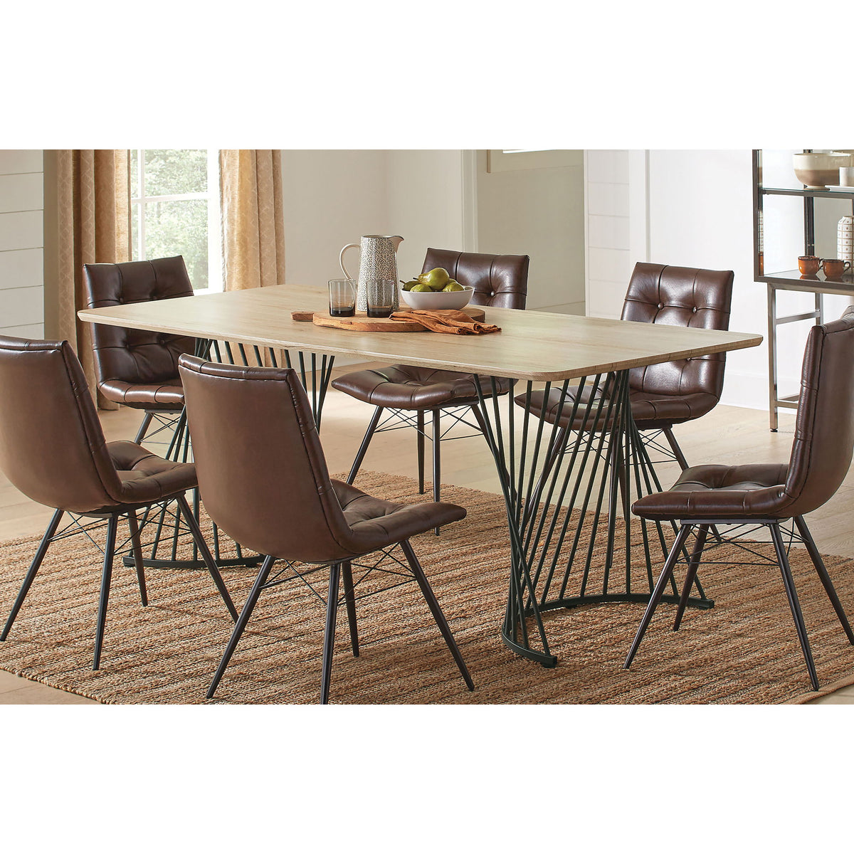 Galahan - Rectangular Dining Table With Twisted Pedestal Base - Oak