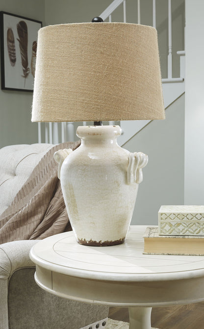 Emelda - Ceramic Table Lamp  - Cream