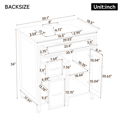 Freestanding Bathroom Vanity With Sink, Soft Close Door, Tip Out Drawer