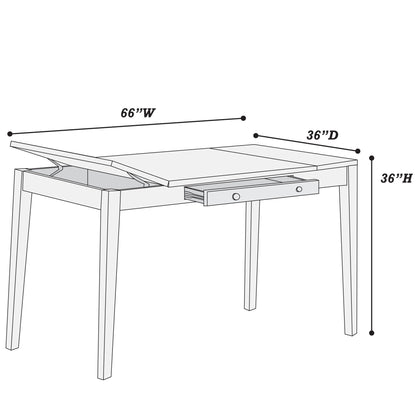Counter Height Dining Table With Lift Top Storage And Front Drawer - Walnut