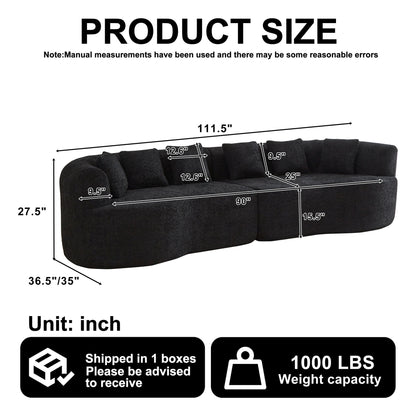 Curved Sectional Sofa With 6 Pillows