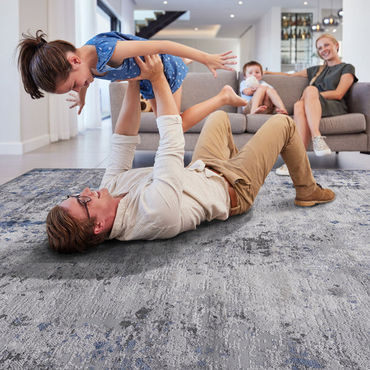 Marfi - 5' X 7' Abstract Area Rug - Silver